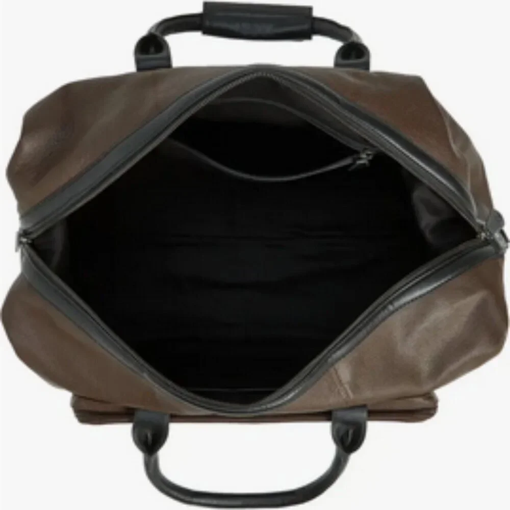 Ted Baker Trevir Equestrian Heritage Leather Duffle Bag In Brown Black